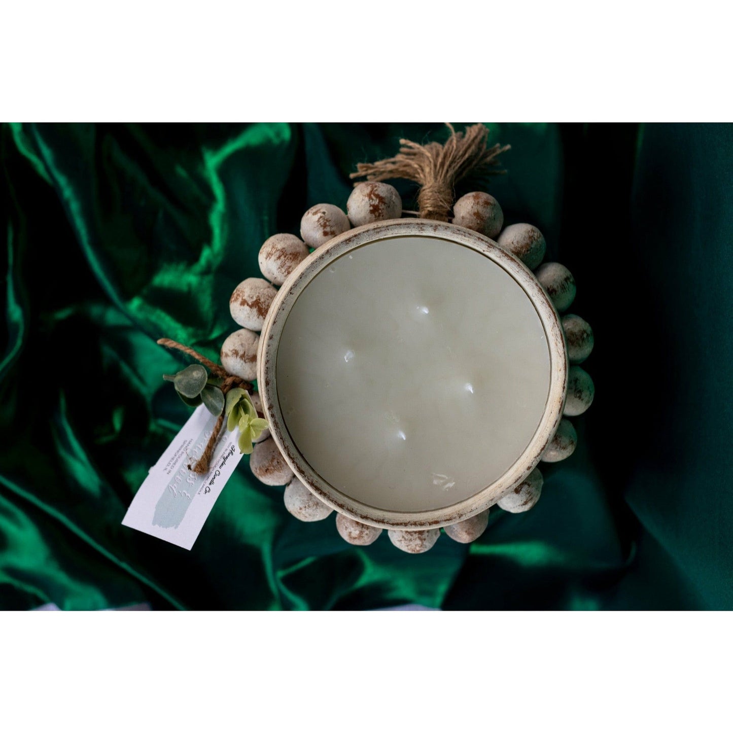 Beaded White Clay Bowl Candle