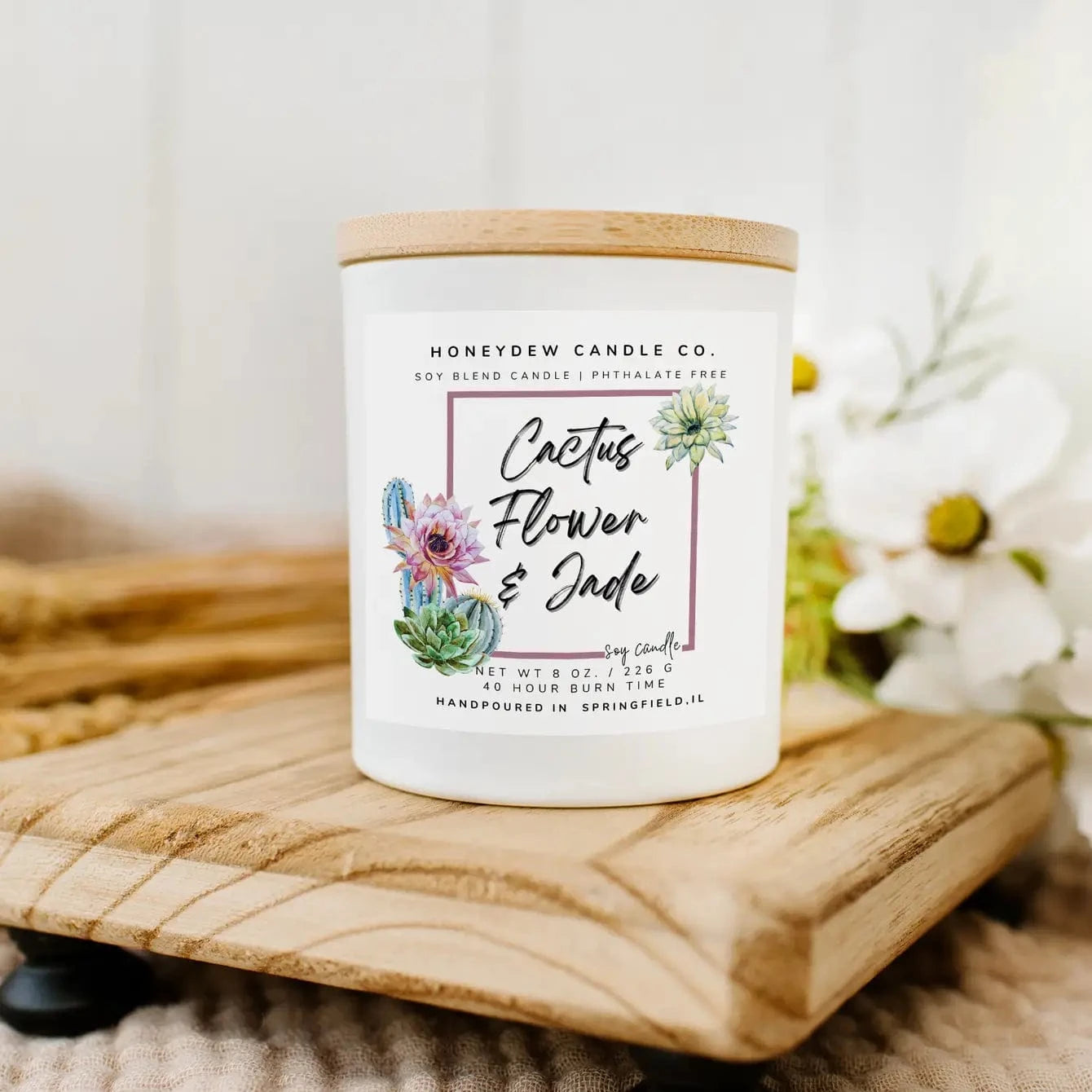 succulent jade candle Cactus Flower & Jade 8 oz Candle – HoneydewCandleCo